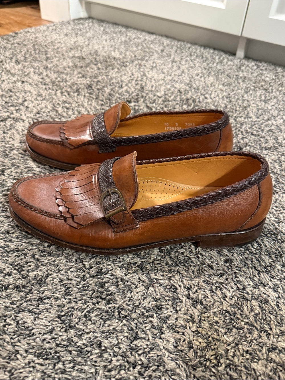 Maine Classics Men’s 10D Brown Leather Kiltie Loafers Braided Penny Moc Shoes - Picture 6 of 10